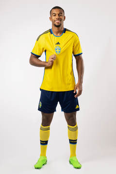 Isak Hien of the Swedish national football team poses for a