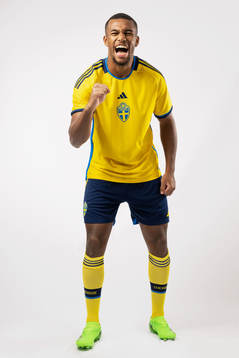 Isak Hien of the Swedish national football team poses for a