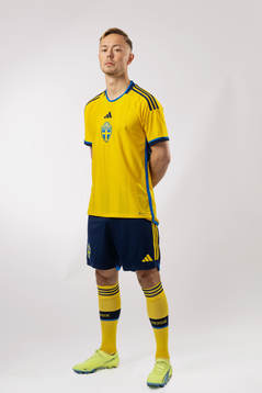 Joel Andersson of the Swedish national football team poses