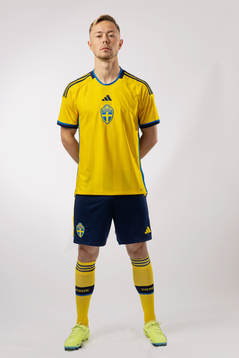 Joel Andersson of the Swedish national football team poses
