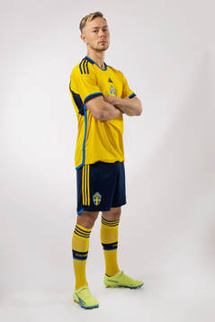 Joel Andersson of the Swedish national football team poses