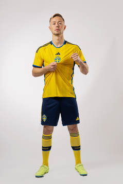 Joel Andersson of the Swedish national football team poses