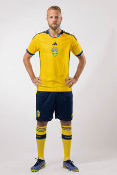 Daniel Sundgren of the Swedish national football team poses