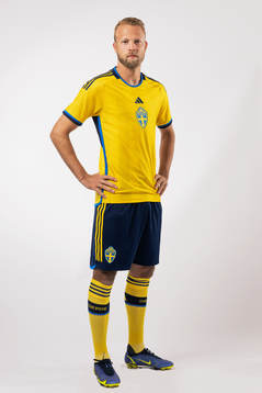 Daniel Sundgren of the Swedish national football team poses