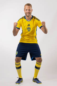 Daniel Sundgren of the Swedish national football team poses