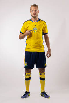 Daniel Sundgren of the Swedish national football team poses