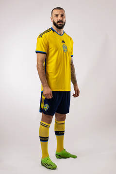 Mikael Ishak of the Swedish national football team poses