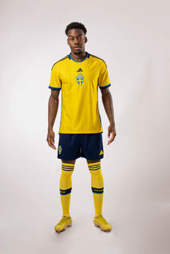 Anthony Elanga of the Swedish national football team poses