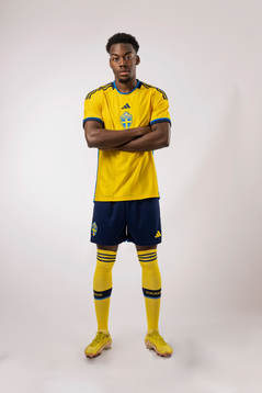 Anthony Elanga of the Swedish national football team poses