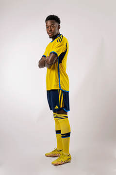 Anthony Elanga of the Swedish national football team poses