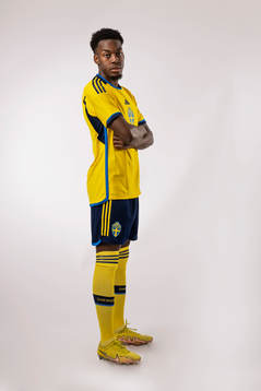 Anthony Elanga of the Swedish national football team poses