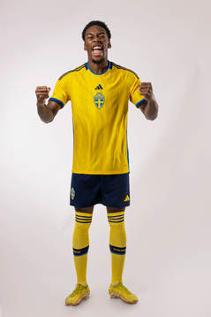 Anthony Elanga of the Swedish national football team poses