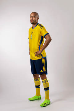 Robin Quaison of the Swedish national football team poses