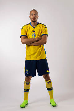 Robin Quaison of the Swedish national football team poses