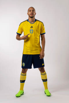 Robin Quaison of the Swedish national football team poses