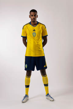 Alexander Isak of the Swedish national football team poses
