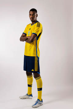 Alexander Isak of the Swedish national football team poses