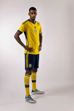 Alexander Isak of the Swedish national football team poses