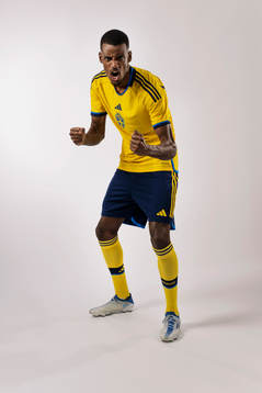 Alexander Isak of the Swedish national football team poses