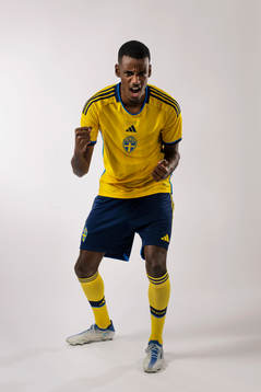 Alexander Isak of the Swedish national football team poses