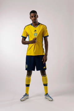 Alexander Isak of the Swedish national football team poses