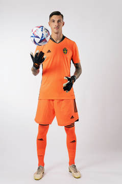 Goalkeeper Andreas Linde of the Swedish national football