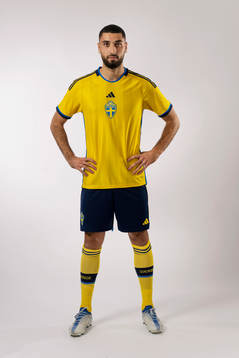 Aiham Ousou of the Swedish national football team poses for