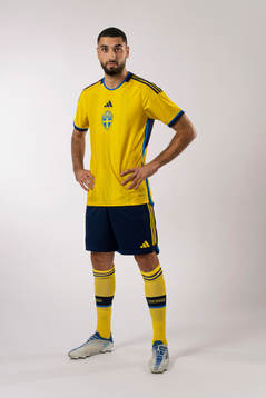 Aiham Ousou of the Swedish national football team poses for