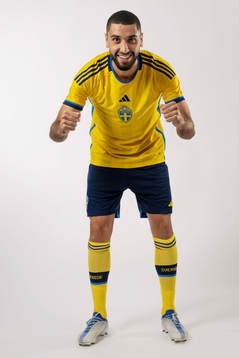 Aiham Ousou of the Swedish national football team poses for