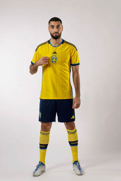 Aiham Ousou of the Swedish national football team poses for