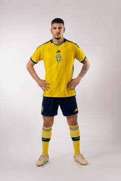 Edvin Kurtulus of the Swedish national football team poses
