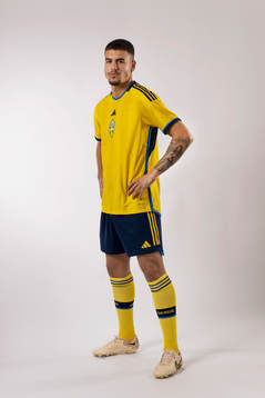 Edvin Kurtulus of the Swedish national football team poses