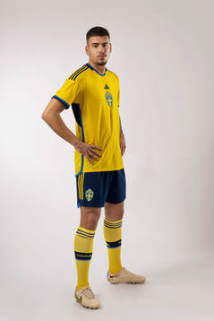 Edvin Kurtulus of the Swedish national football team poses