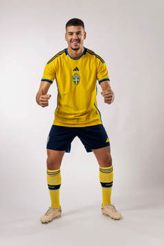 Edvin Kurtulus of the Swedish national football team poses