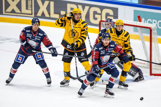 Linköpings Linus Hultström och John Nyberg försvarar mot