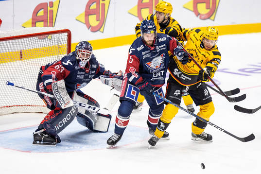 Linköpings målvakt Marcus Högberg och Oscar Fantenberg