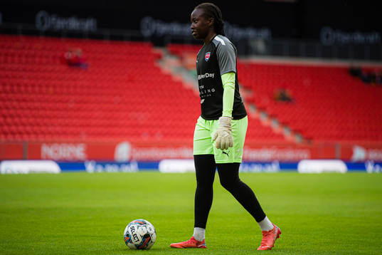 Goalkeeper Angel Mukasa of Rosengård warms up