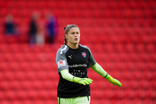 Goalkeeper Teagan Micah of Rosengård warms up