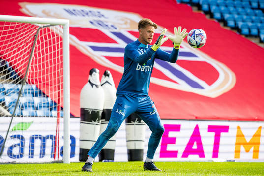 Goalkeeper Ørjan Håskjold Nyland of the Norwegian