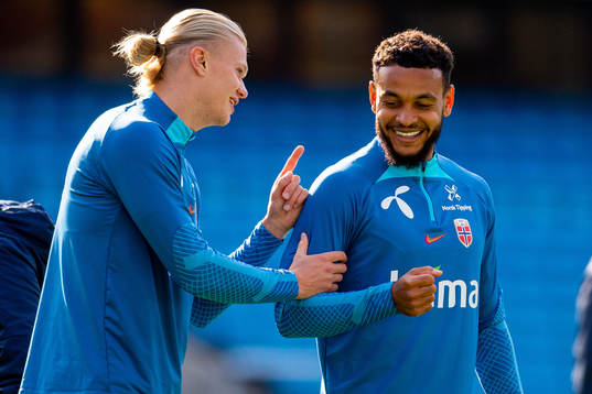 Erling Braut Haaland and Joshua King of the Norwegian