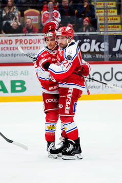Timrås Nicholas Halloran och Joseph Laleggia jublar