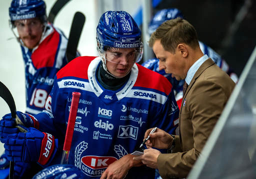 Oskarshamns Lukas Pilö och tränare Martin Filander