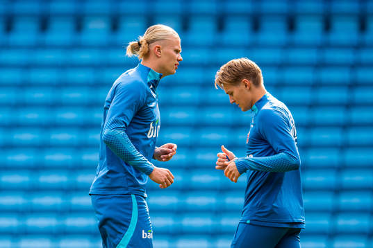 Erling Braut Haaland and Martin Ødegaard of the Norwegian