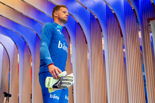 Goalkeeper Ørjan Håskjold Nyland of the Norwegian