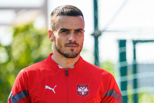 Filip Kostic ahead a training session with the Serbian