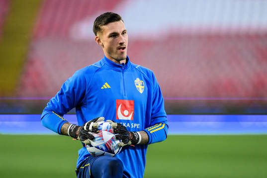 goalkeeper Andreas Linde of Sweden