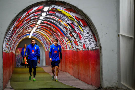Goalkeeper Kristoffer Nordfeldt and Victor Nilsson Lindelöf