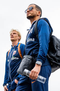Morten Thorsby and Omar Elabdellaoui of the Norwegian