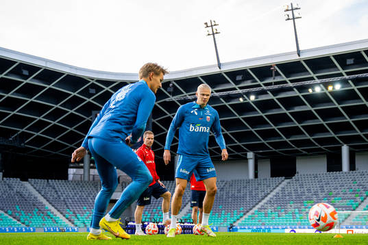 Martin Ødegaard and Erling Braut Haaland of the Norwegian