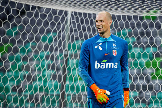 Goalkeeper André Hansen of the Norwegian national football